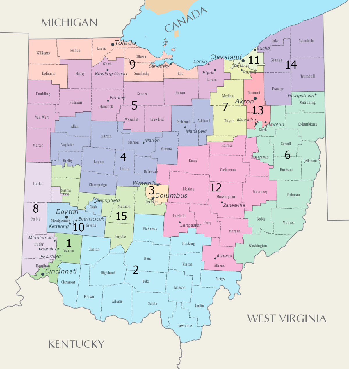 想了解选区划分?ohio legislative district map 一看就懂!