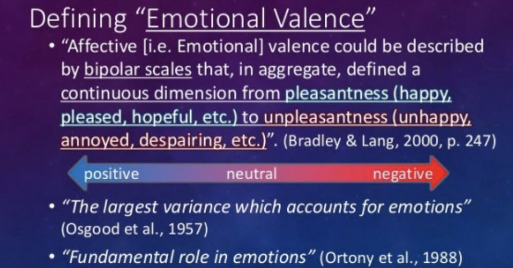 Defining what the valence of an emotion refers to its nature: Simply put, is the experience positive or negative?