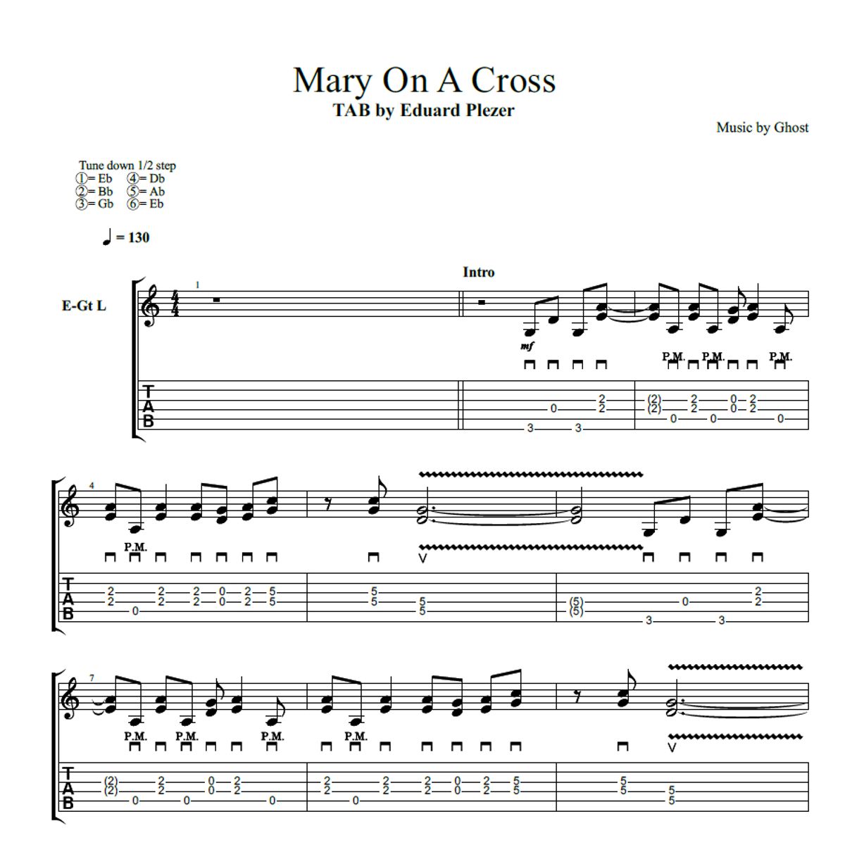 Mary on a cross tabs tabs吉他谱：高清版免费下载！