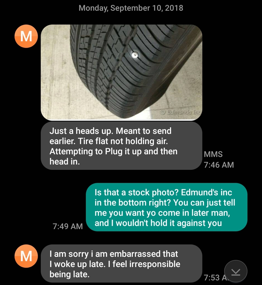 Could using a flat tire excuse for work actually get you fired? Understand the serious risks involved first.