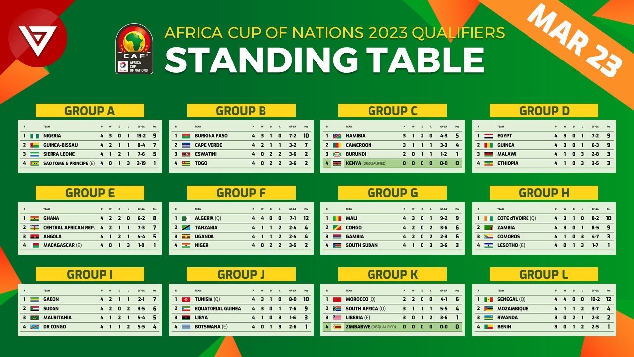 Where can I see the african nations cup table? (Find all current team standings here easily)
