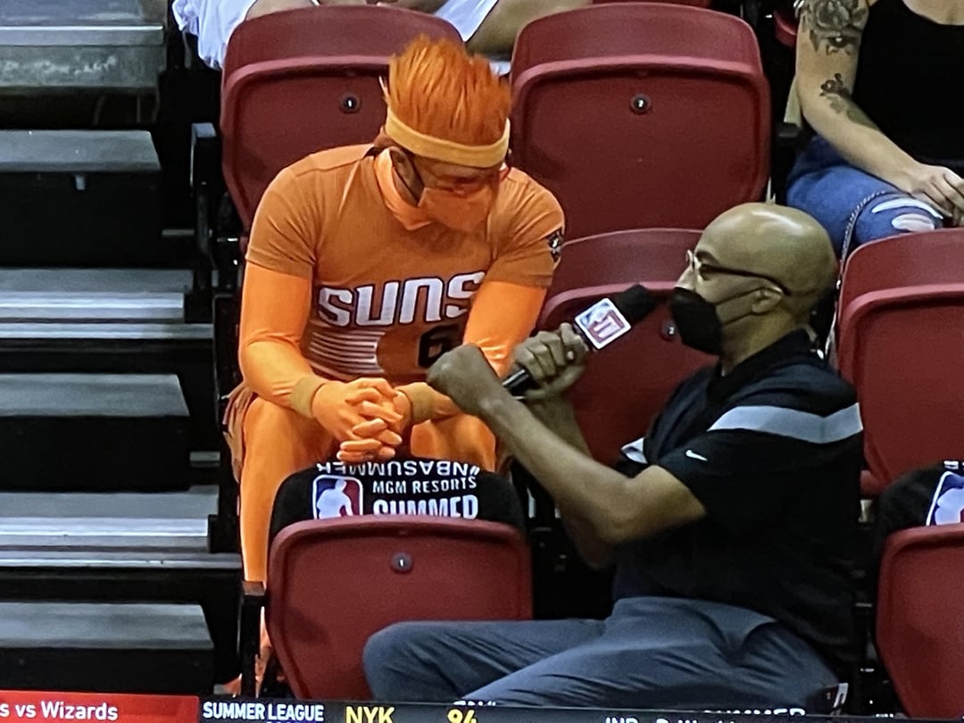 Where can you find Mr Orange Suns? Tips for spotting him during the Suns games.